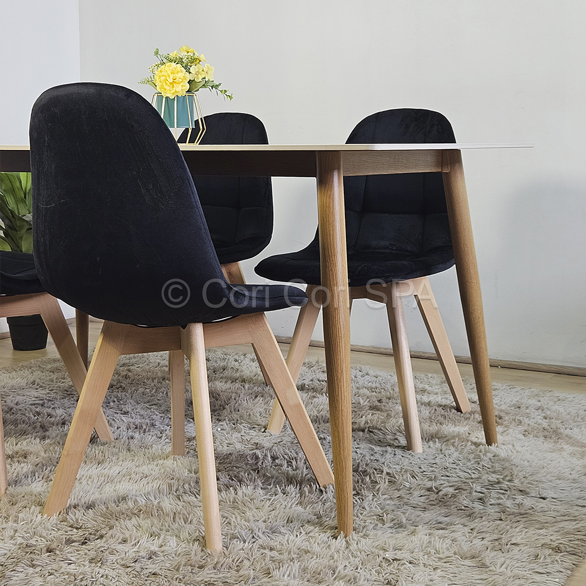 Mármol 160x90cm  + 4 Sillas Capitonne Velvet 5