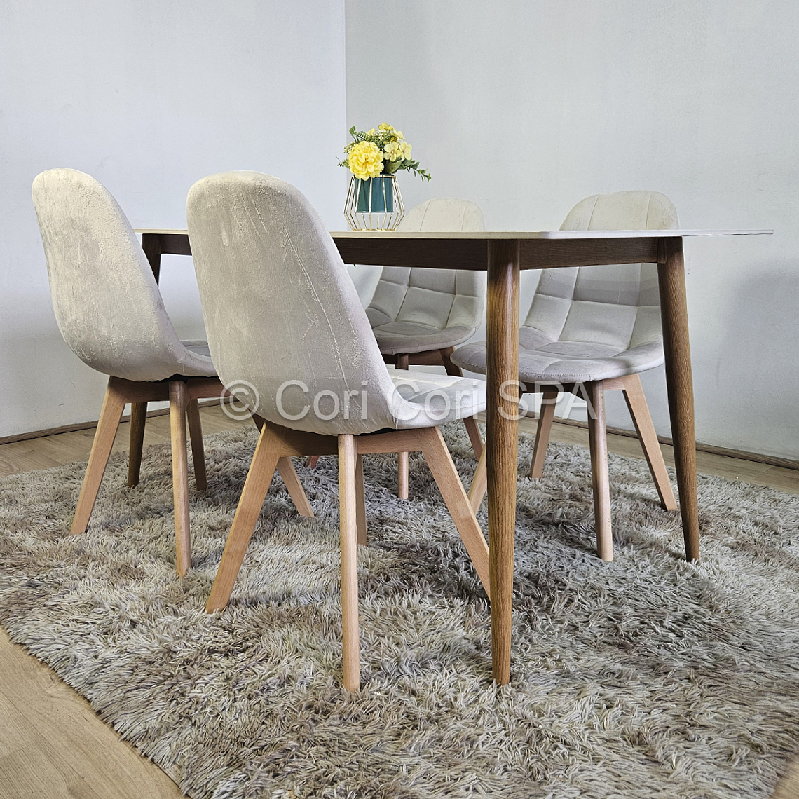 Mármol 160x90cm  + 4 Sillas Capitonne Velvet 7