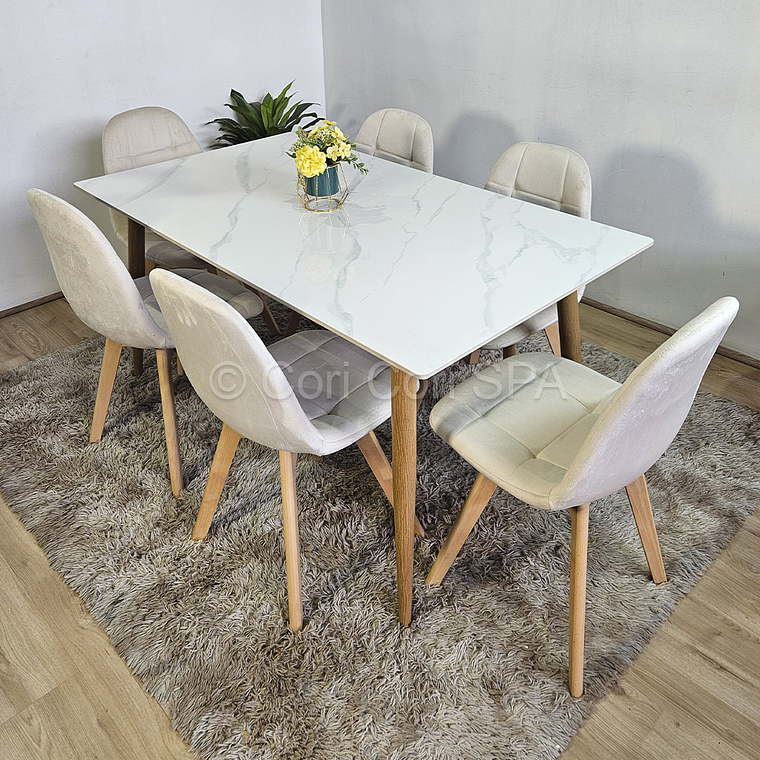 Mármol 160x90cm  + 6 Sillas Capitonne Velvet 5