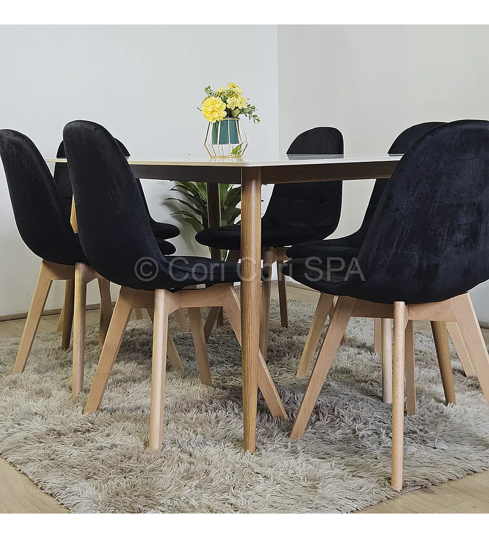 Mármol 160x90cm  + 6 Sillas Capitonne Velvet