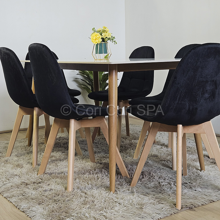 Mármol 160x90cm  + 6 Sillas Capitonne Velvet 6