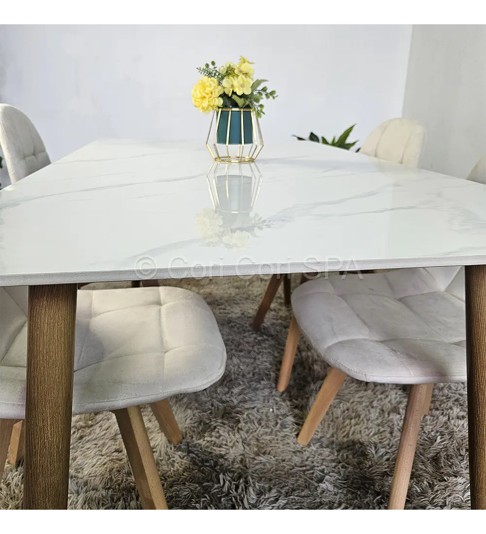 Mármol 160x90cm  + 6 Sillas Capitonne Velvet