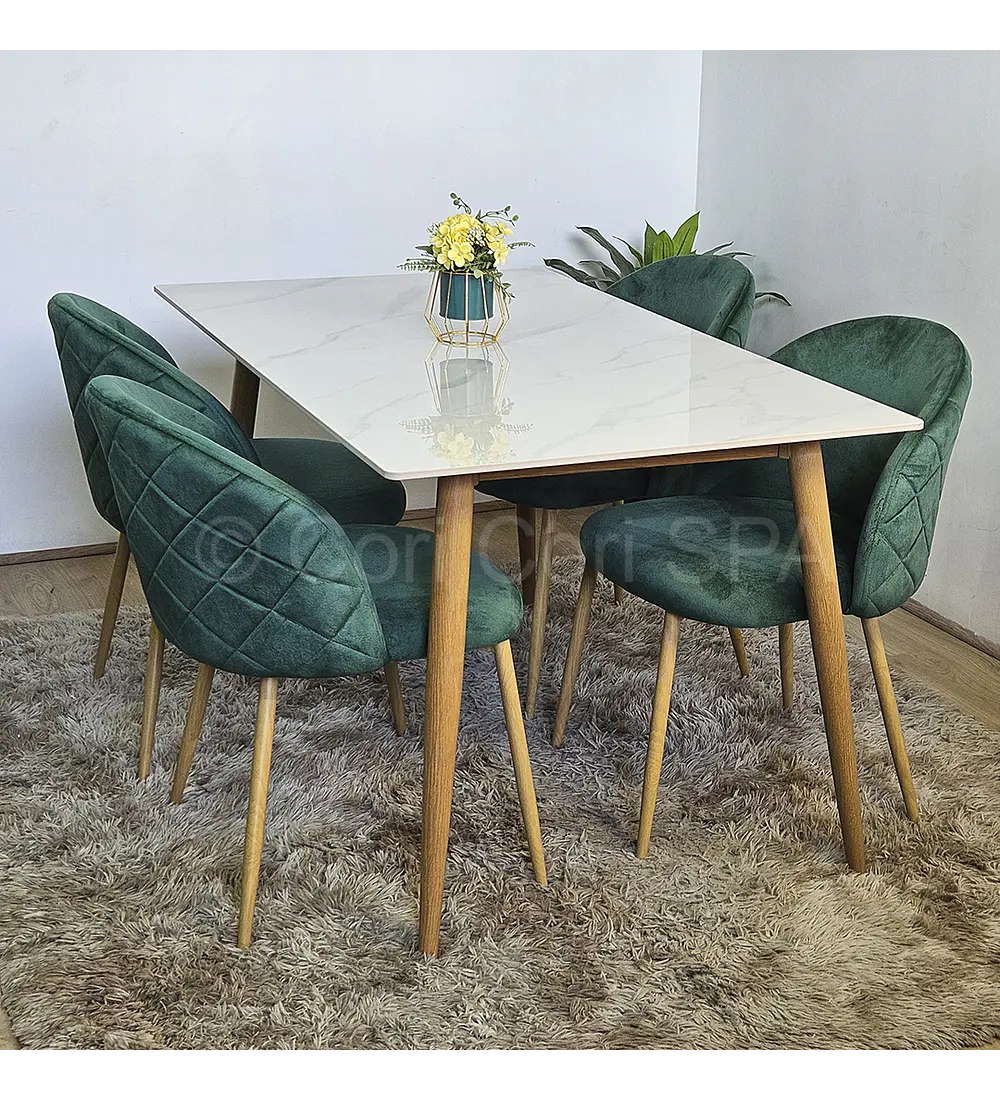 Comedor Mármol 160x90cm + 4 Sillas Bread Wood