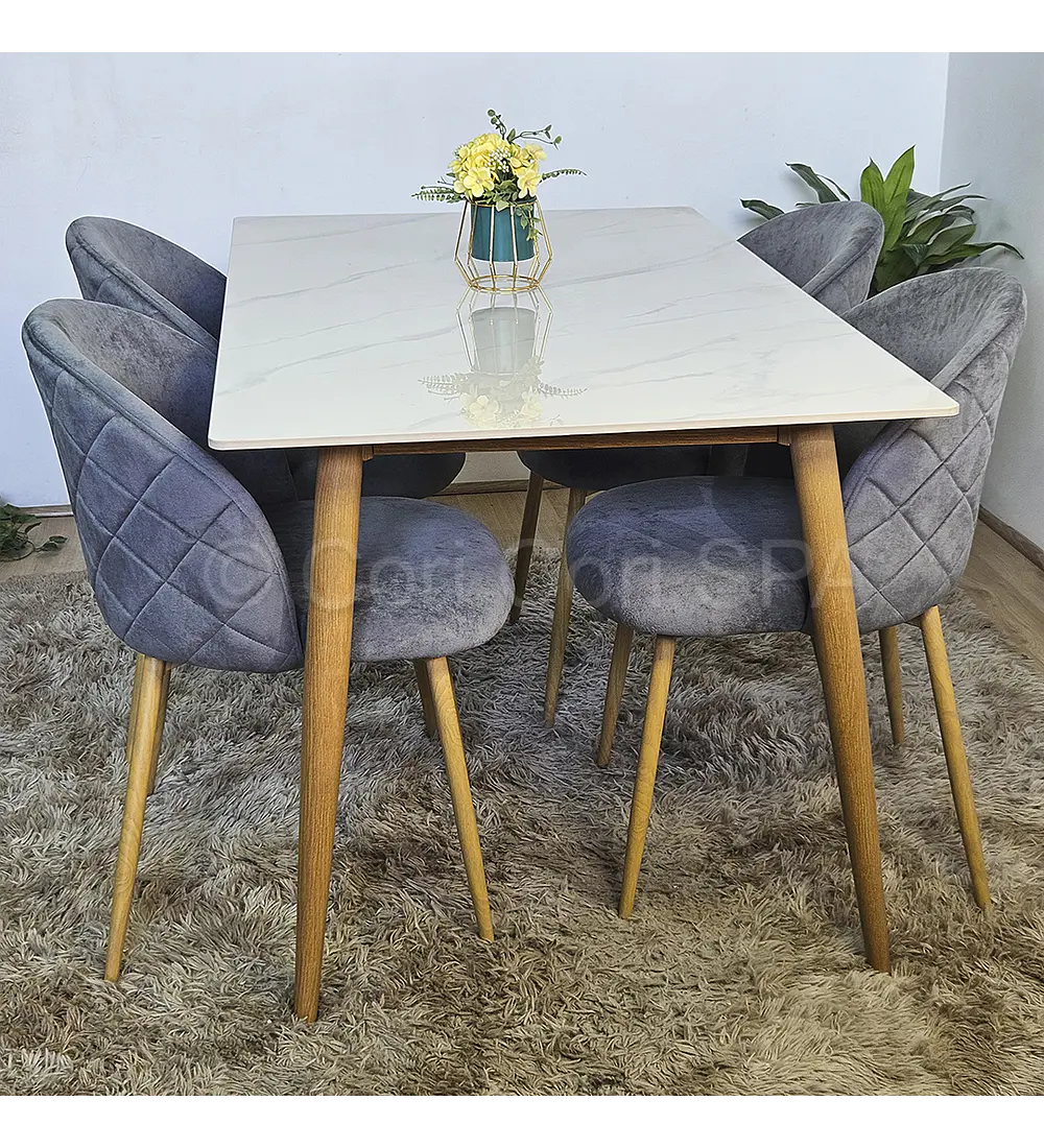 Comedor Mármol 160x90cm + 4 Sillas Bread Wood