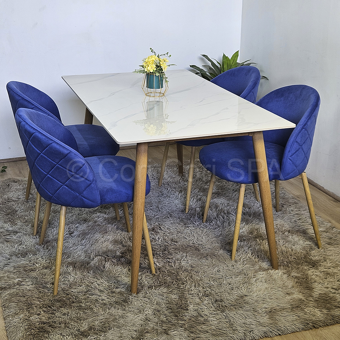 Comedor Mármol 160x90cm + 4 Sillas Bread Wood 3