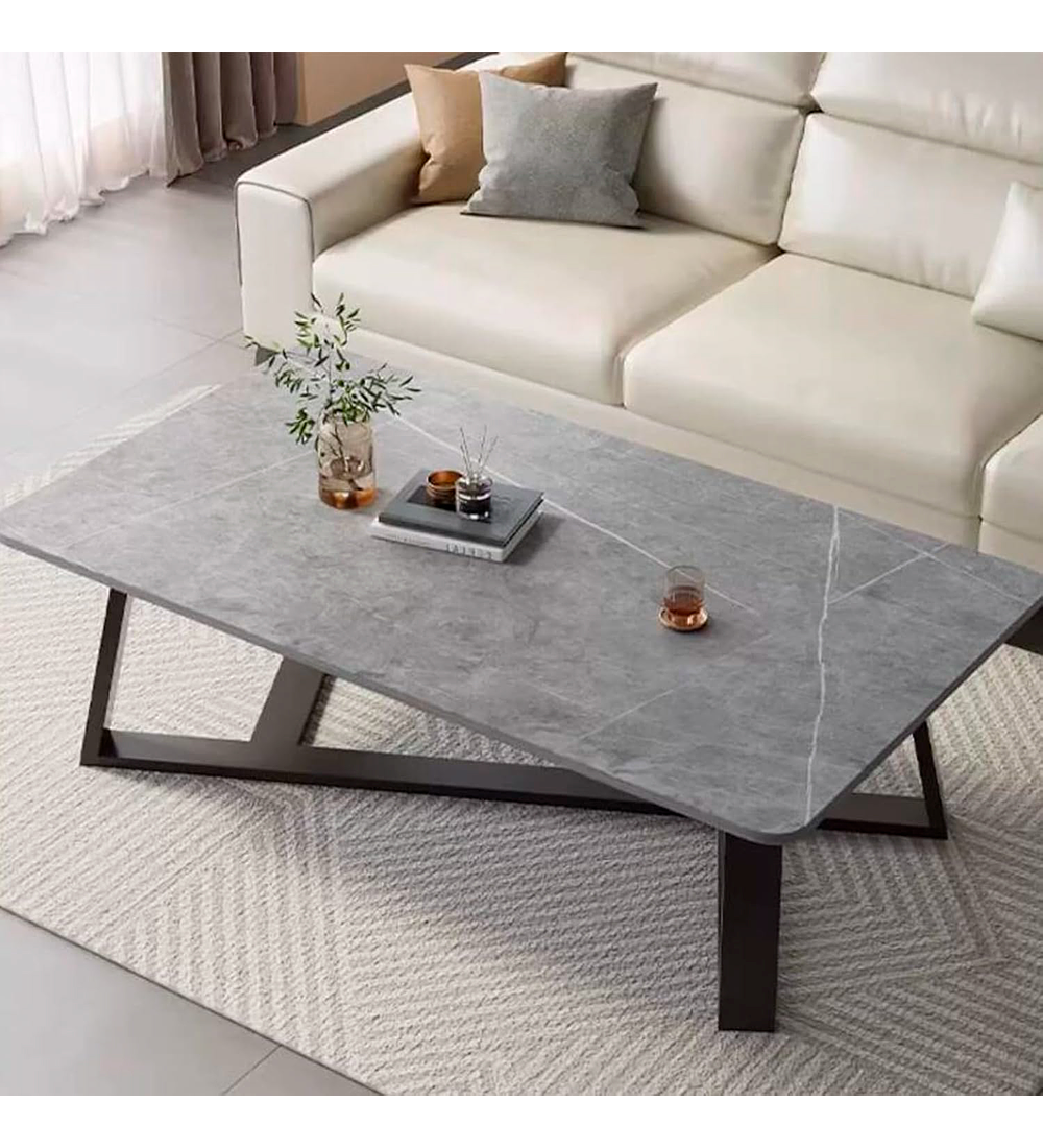 Mesa de centro de MDF con efecto mármol Gris 
