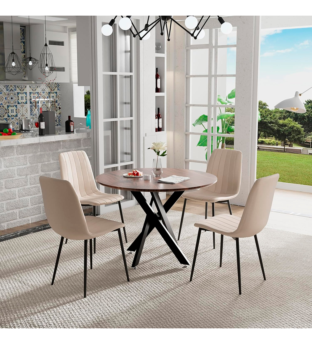 Mesa de Comedor Wood Enrejada - Madera Oscura (100cm)