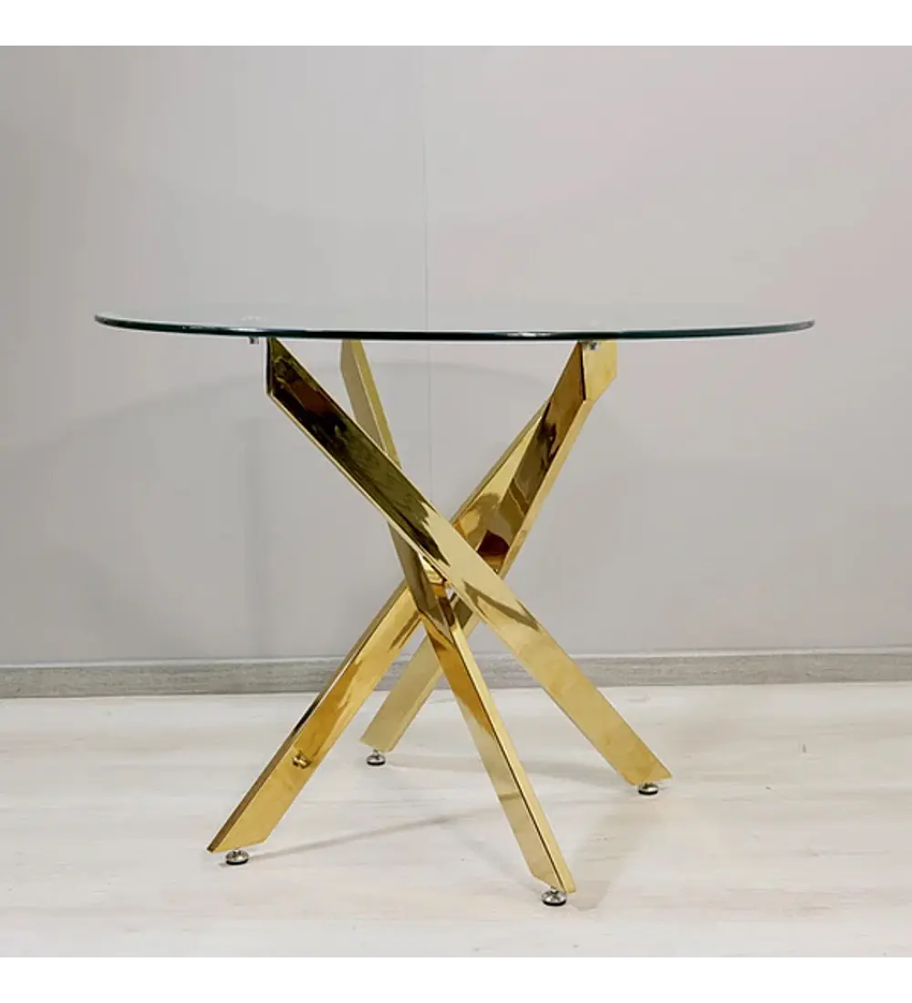 Comedor Dubai Gold 100cm + 4 Sillas Bread Wood