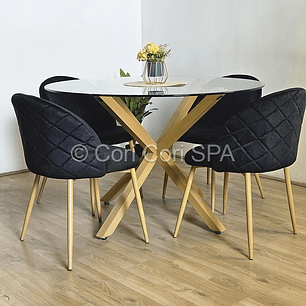 Comedor Mesa Warwick 120cm + 4 Sillas Bread Wood 