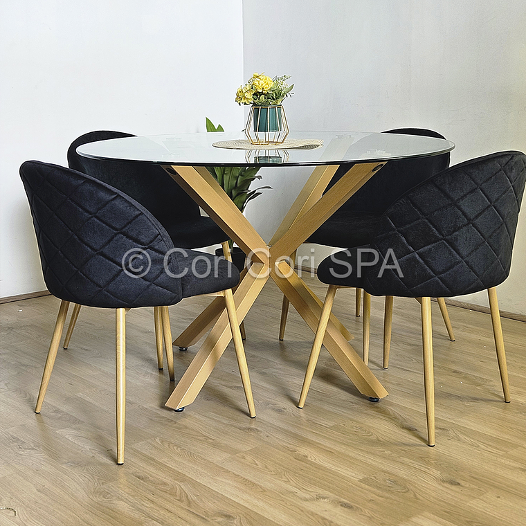 Comedor Mesa Warwick 120cm + 4 Sillas Bread Wood  2