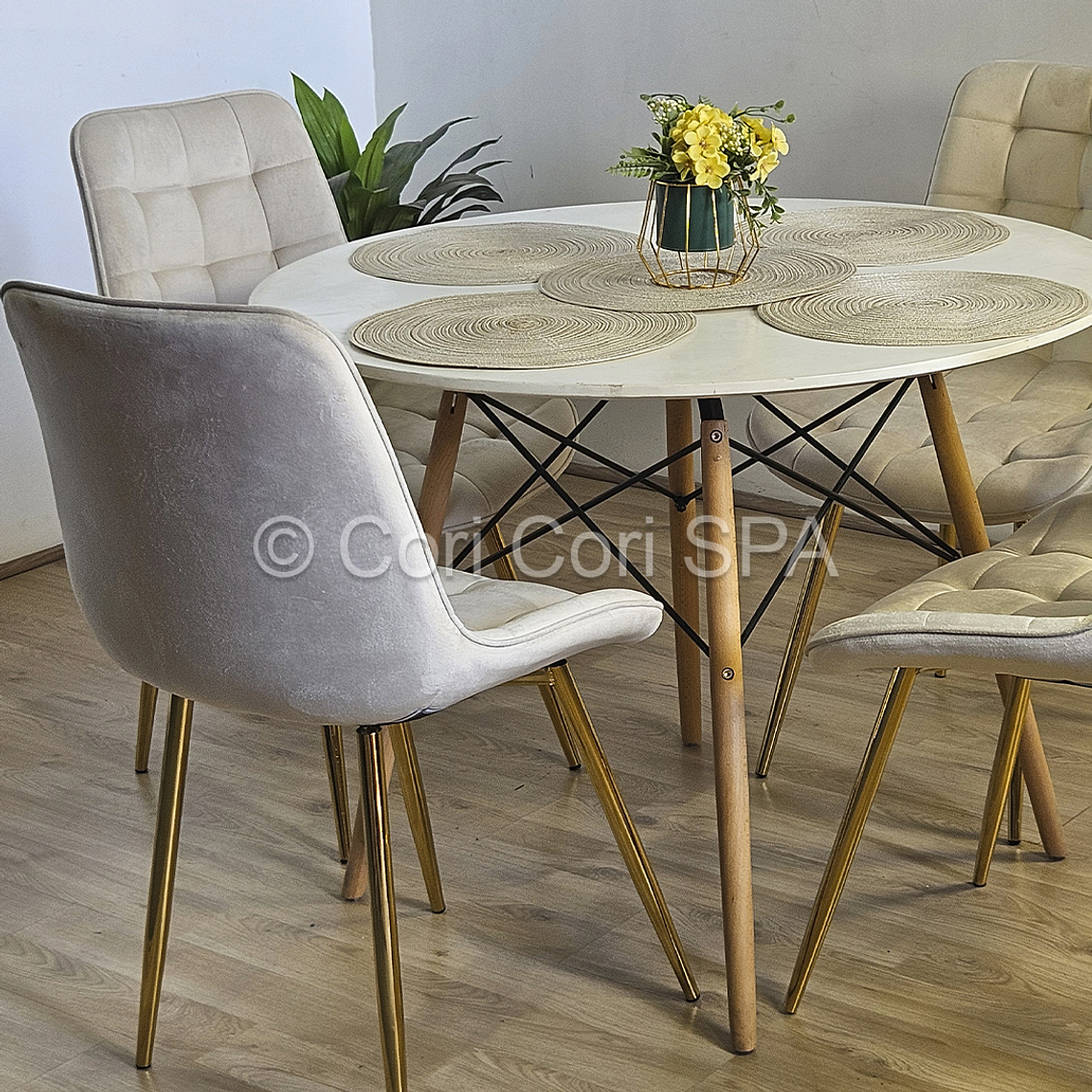 Comedor Mesa Eames 100cm + 4 Sillas Capitonne Top 5