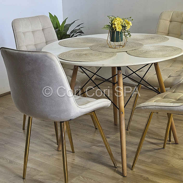 Comedor Mesa Eames 100cm + 4 Sillas Capitonne Top 5