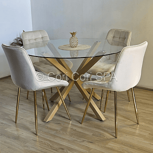 Comedor Warwick 100cm + 4 Sillas Capitonne Top