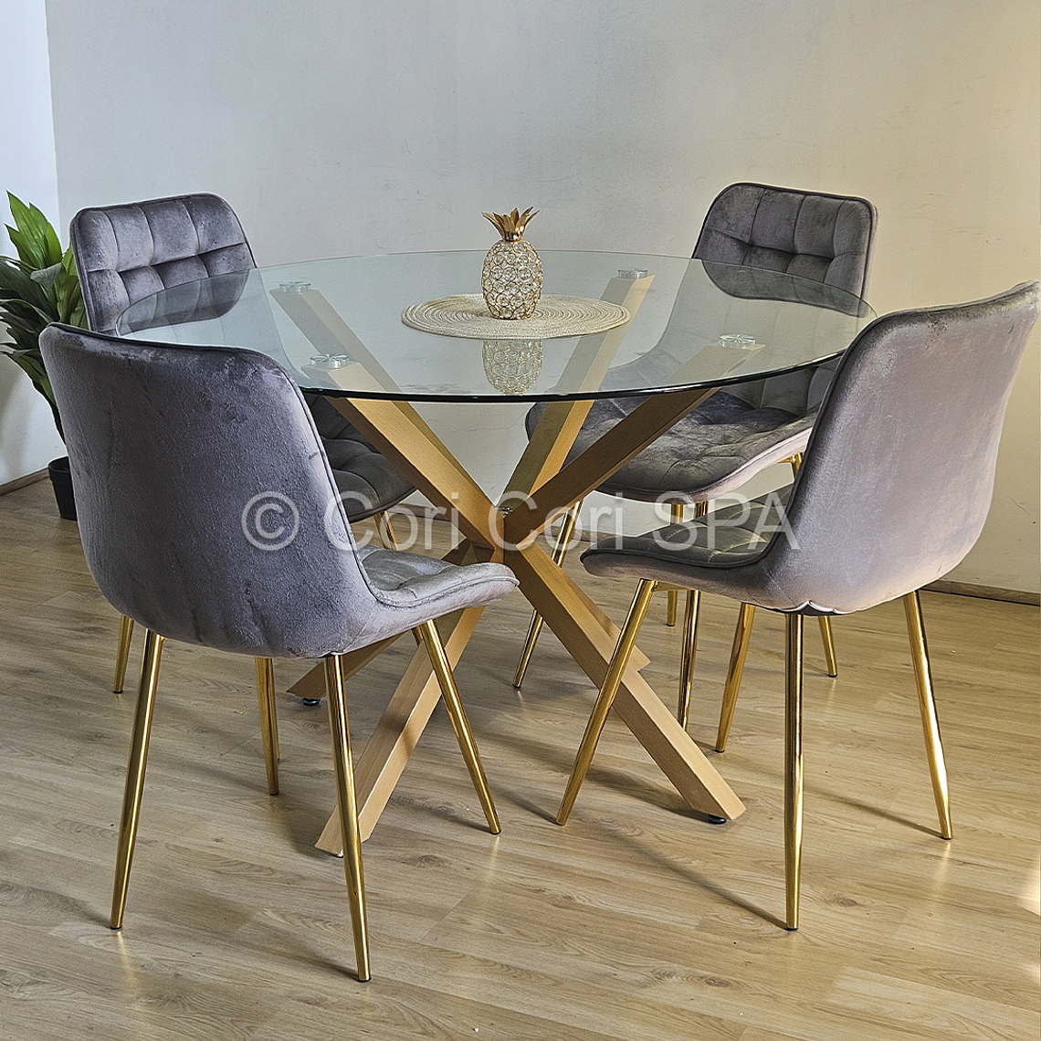 Comedor Warwick 100cm + 4 Sillas Capitonne Top 1