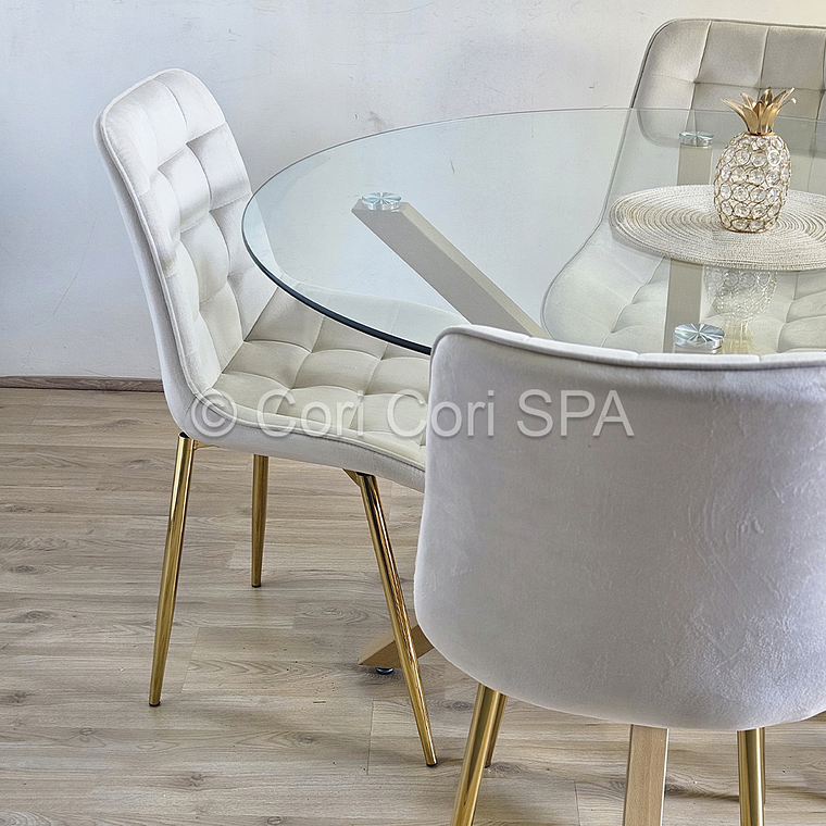 Comedor Warwick 100cm + 4 Sillas Capitonne Top 4