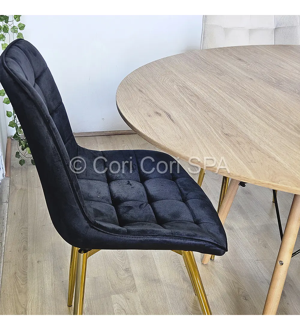 Comedor Mesa Wood 100cm + 4 Sillas Capitonne Top