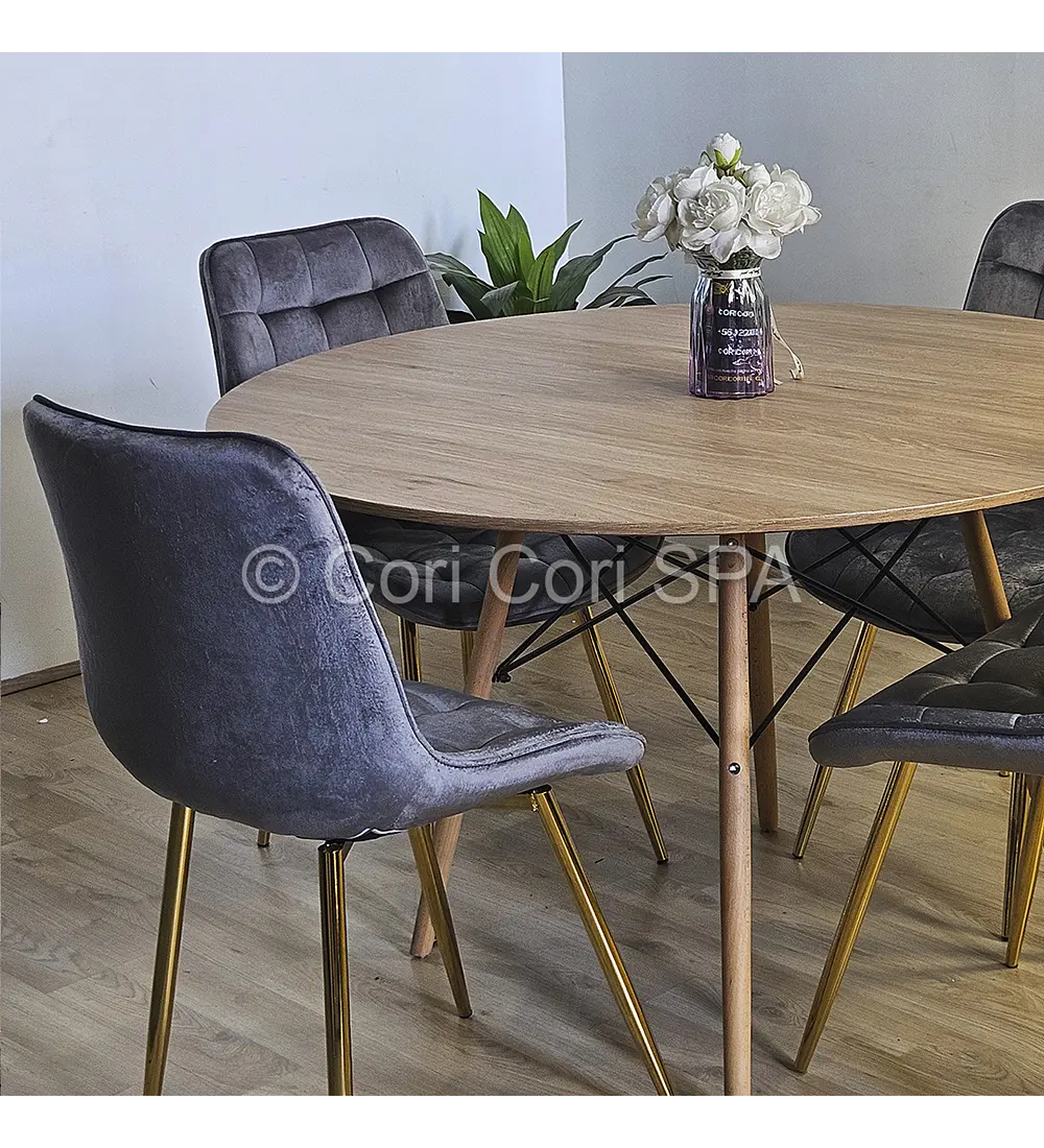 Comedor Mesa Wood 100cm + 4 Sillas Capitonne Top