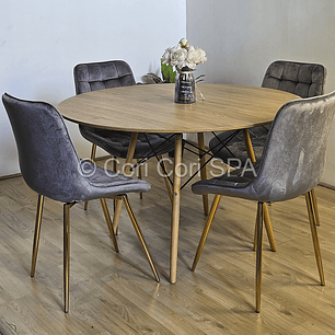 Comedor Mesa Wood 120cm + 4 Sillas Capitonne Top