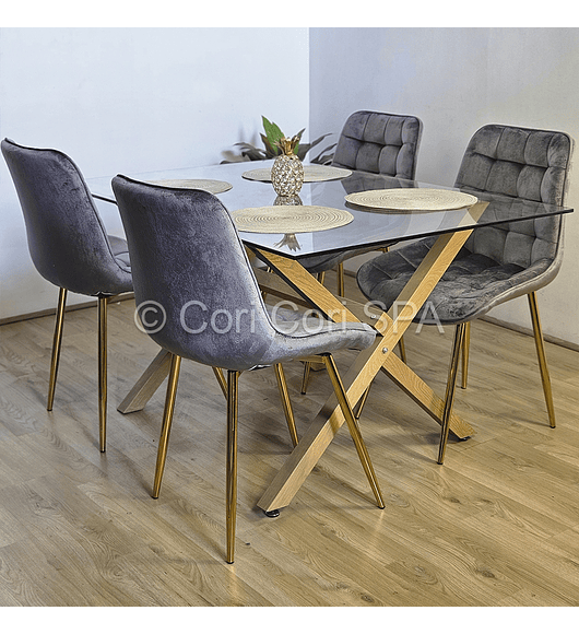 Comedor Medlock 130 x 80cm + 4 Sillas Capitonne Top