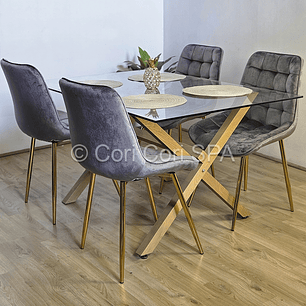 Comedor Medlock 130 x 80cm + 4 Sillas Capitonne Top