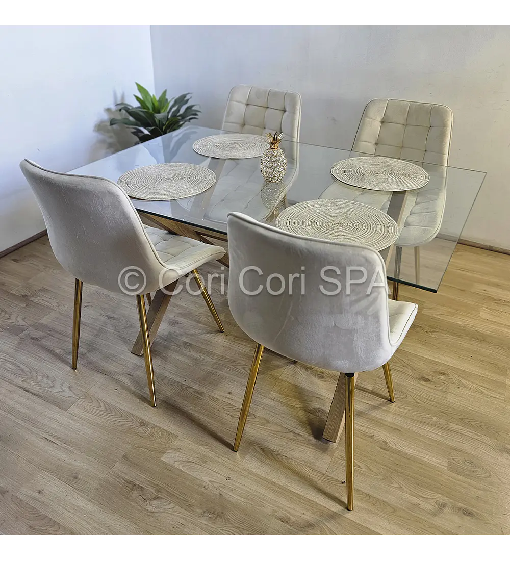 Comedor Medlock 130 x 80cm + 4 Sillas Capitonne Top