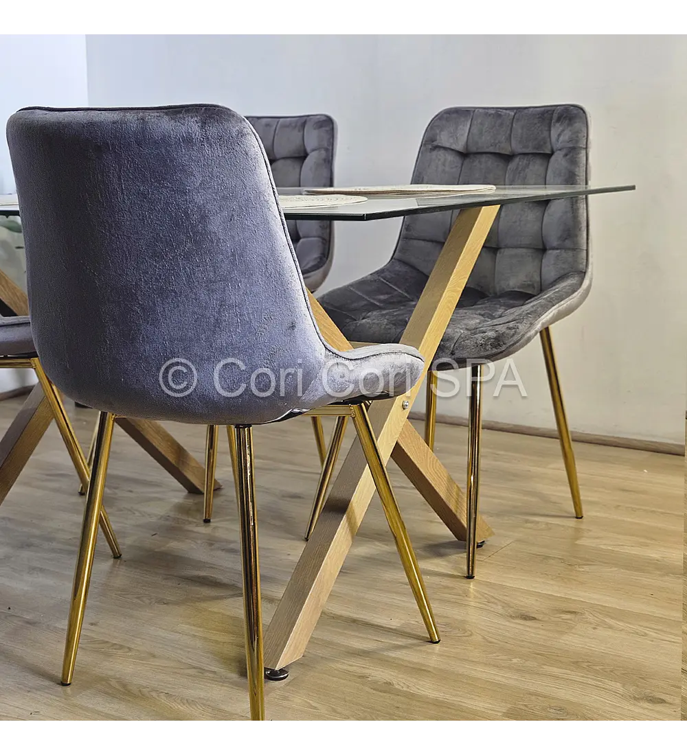 Comedor Medlock 130 x 80cm + 4 Sillas Capitonne Top