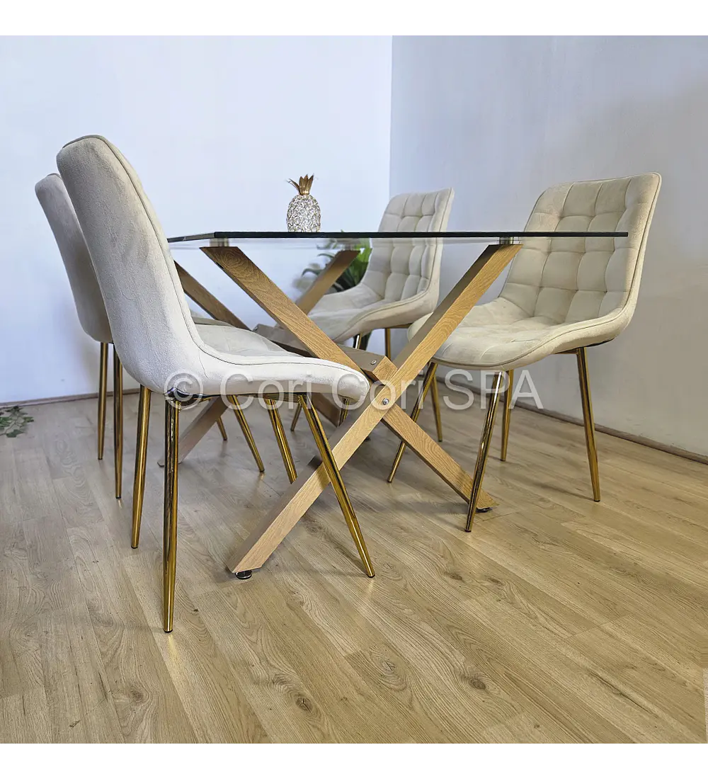 Comedor Medlock 130 x 80cm + 4 Sillas Capitonne Top