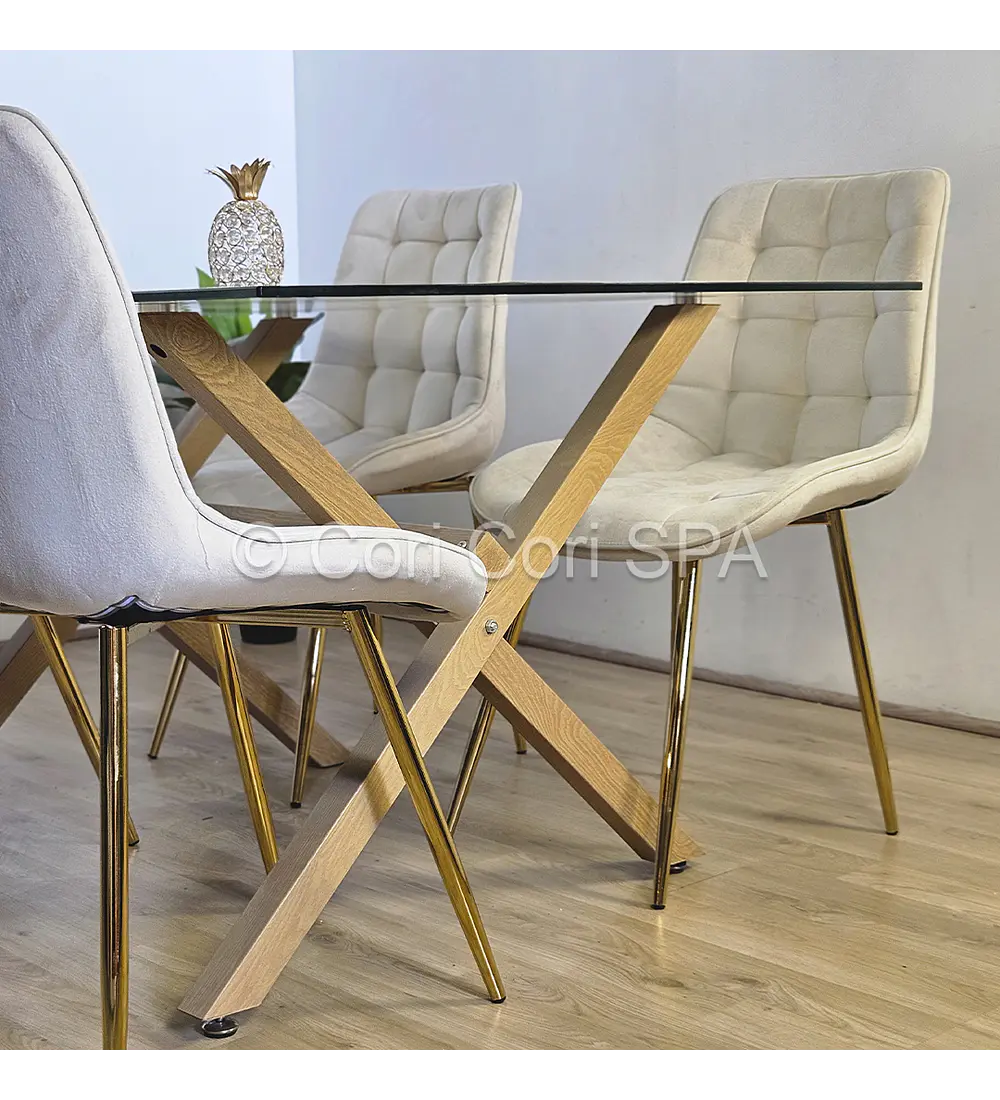 Comedor Medlock 130 x 80cm + 4 Sillas Capitonne Top