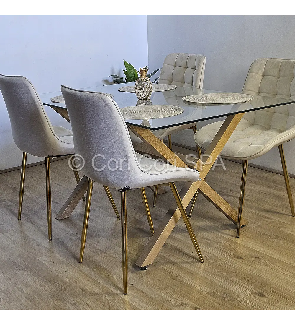 Comedor Medlock 130 x 80cm + 4 Sillas Capitonne Top