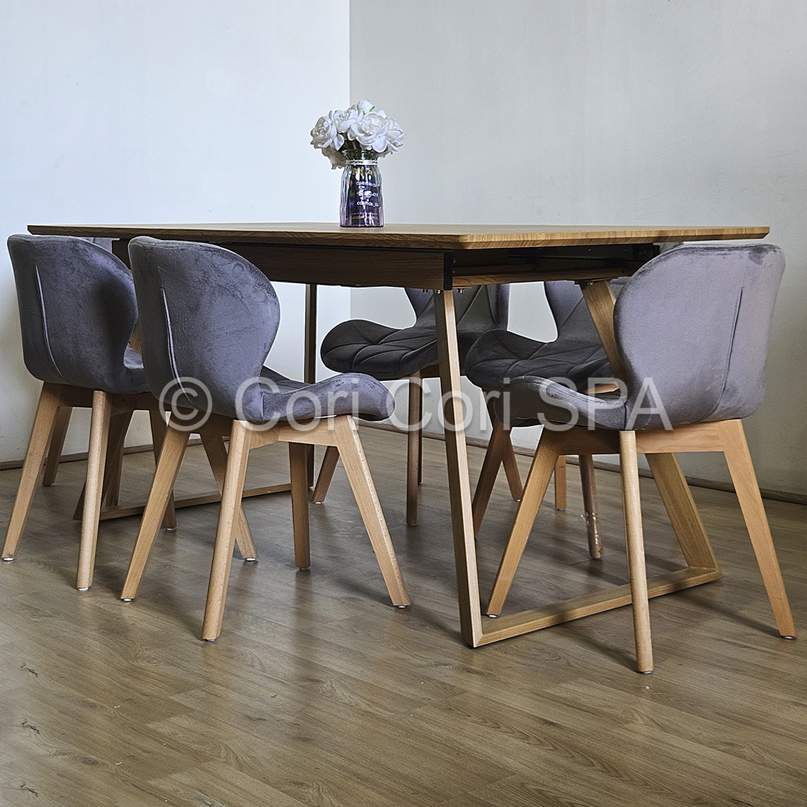 Comedor Mesa Expandible Rectangular + 4 Sillas Mariposas Velvet  7