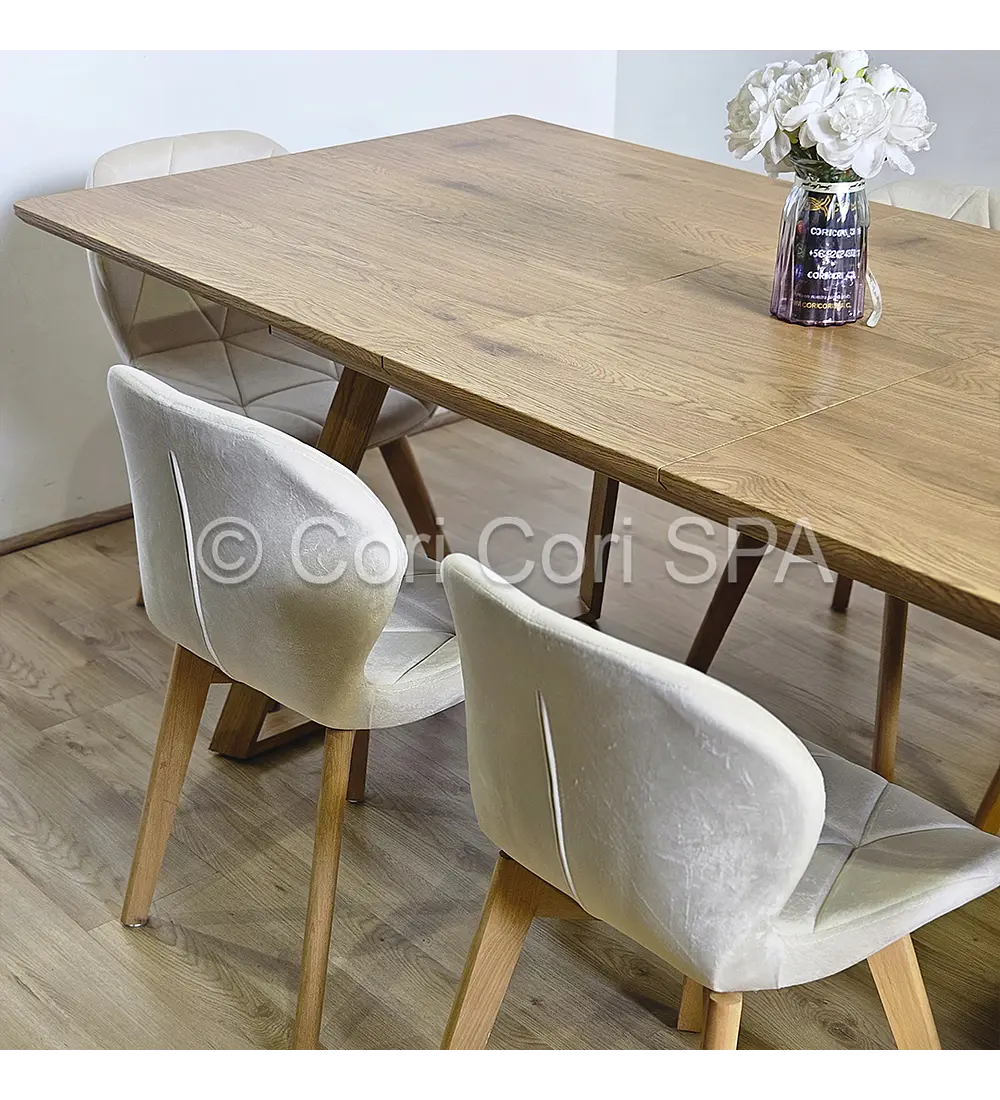 Comedor Mesa Expandible Rectangular + 4 Sillas Mariposas Velvet 