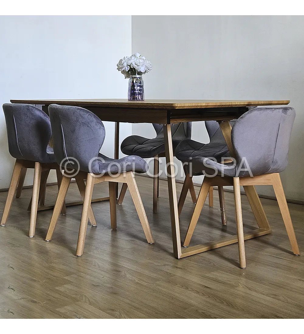 Comedor Mesa Expandible Rectangular + 8 Sillas Mariposas Velvet 