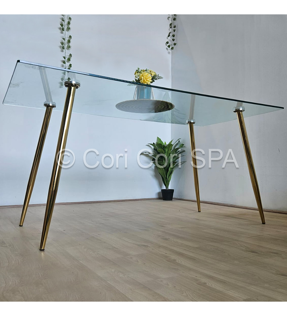 Comedor Rubi Gold 130 x 80cms + 6 Sillas Capitonne Top Gold