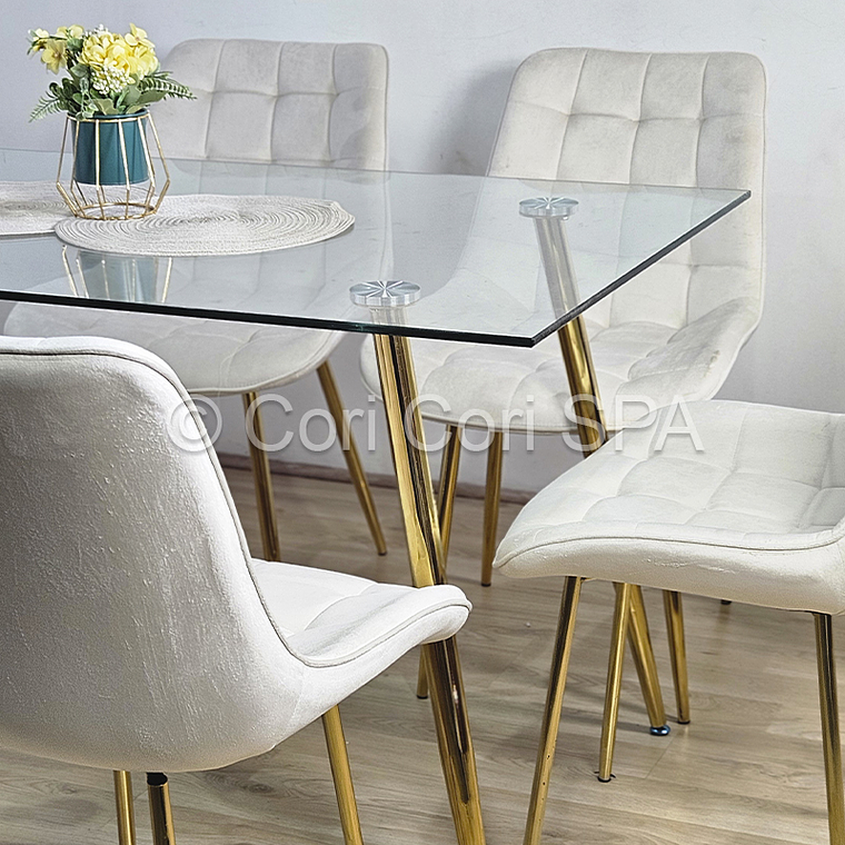 Comedor Rubi Gold 160 x 80cms + 6 Sillas Capitonne Top 5