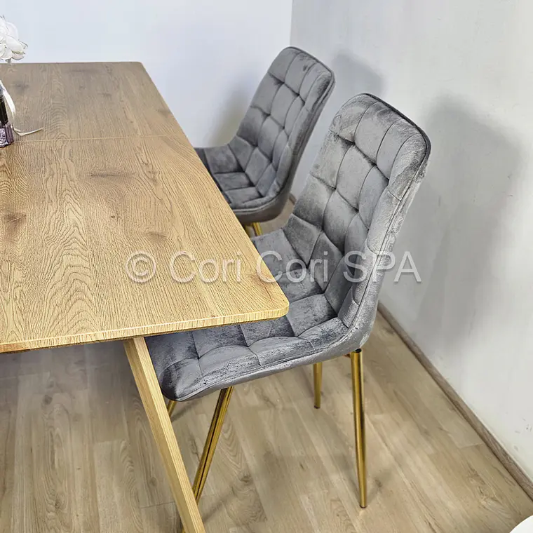 Comedor Mesa Rectangular Expandible 160x90cms + 4 Sillas Capitonne Top Gold 3