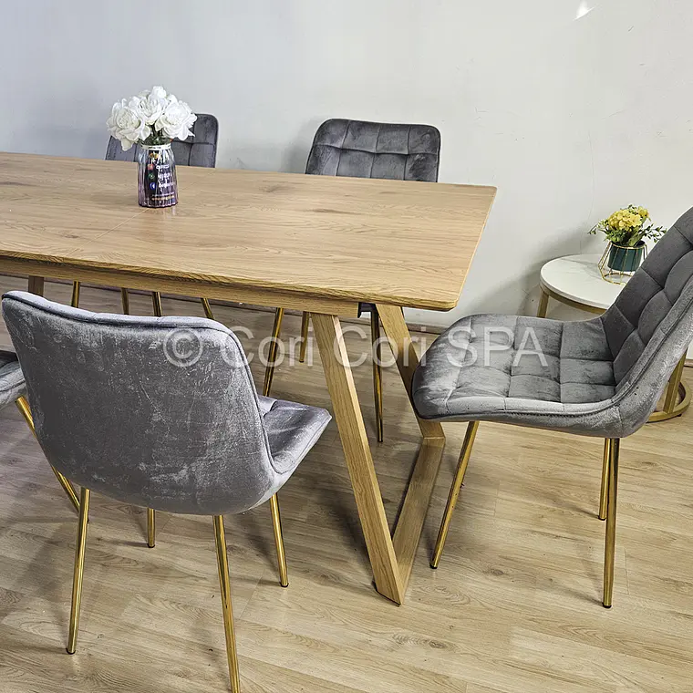 Comedor Mesa Rectangular Expandible 160x90cms + 4 Sillas Capitonne Top Gold 4