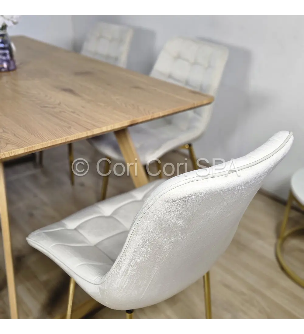 Comedor Mesa Rectangular Expandible 160x90cms + 4 Sillas Capitonne Top Gold