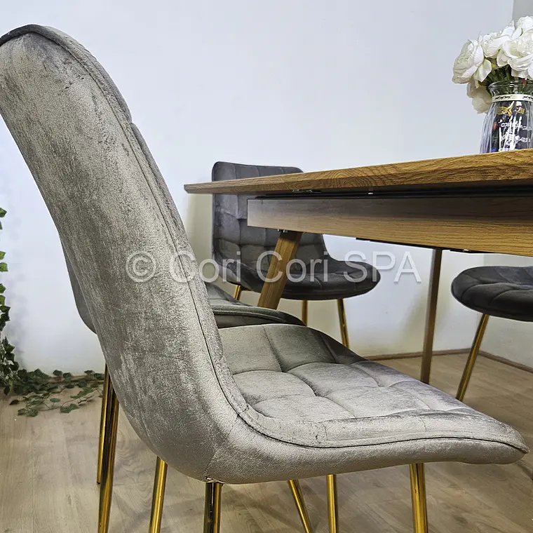 Comedor Mesa Rectangular Expandible 160x90cms + 6 Sillas Capitonne Top Gold 5