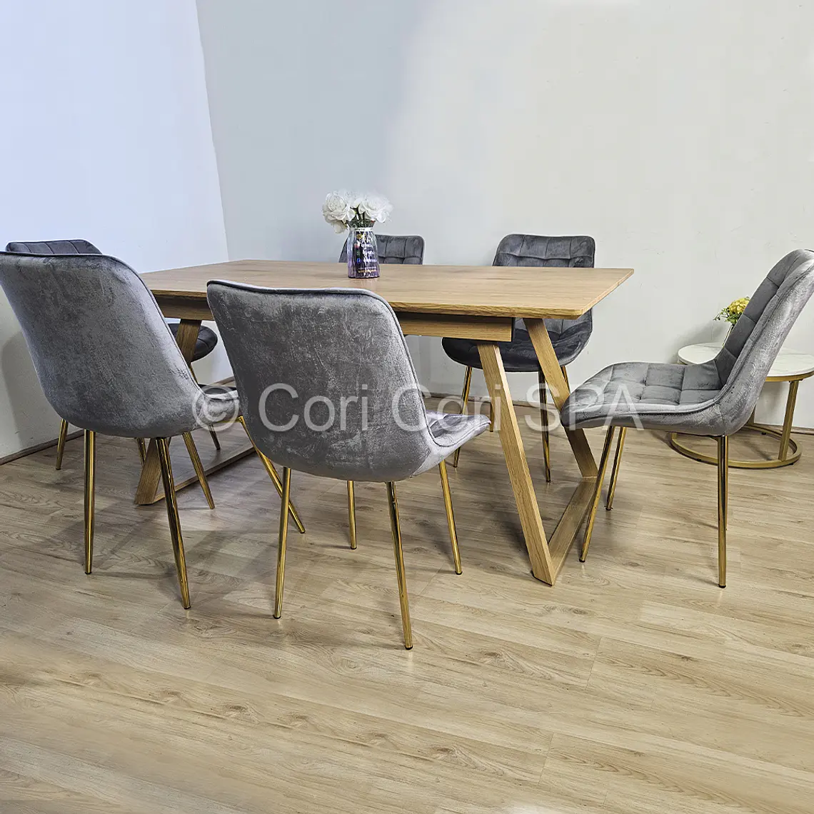 Comedor Mesa Rectangular Expandible 160x90cms + 6 Sillas Capitonne Top Gold 2