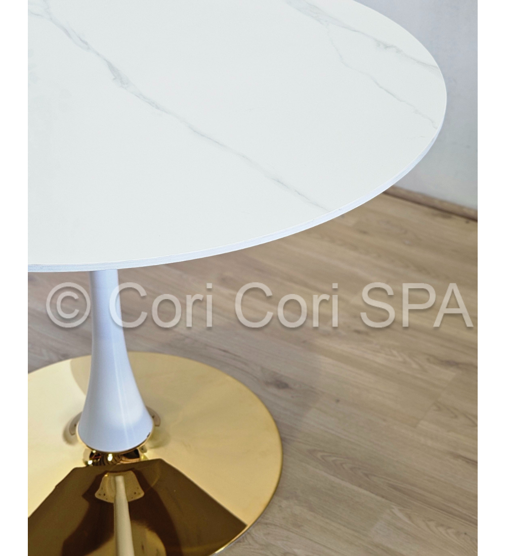 Mesa Tulip Gold Mármol 80cm