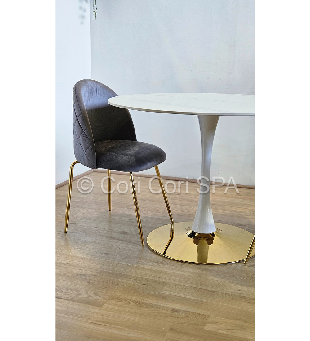 Mesa Tulip Gold Mármol 80cm