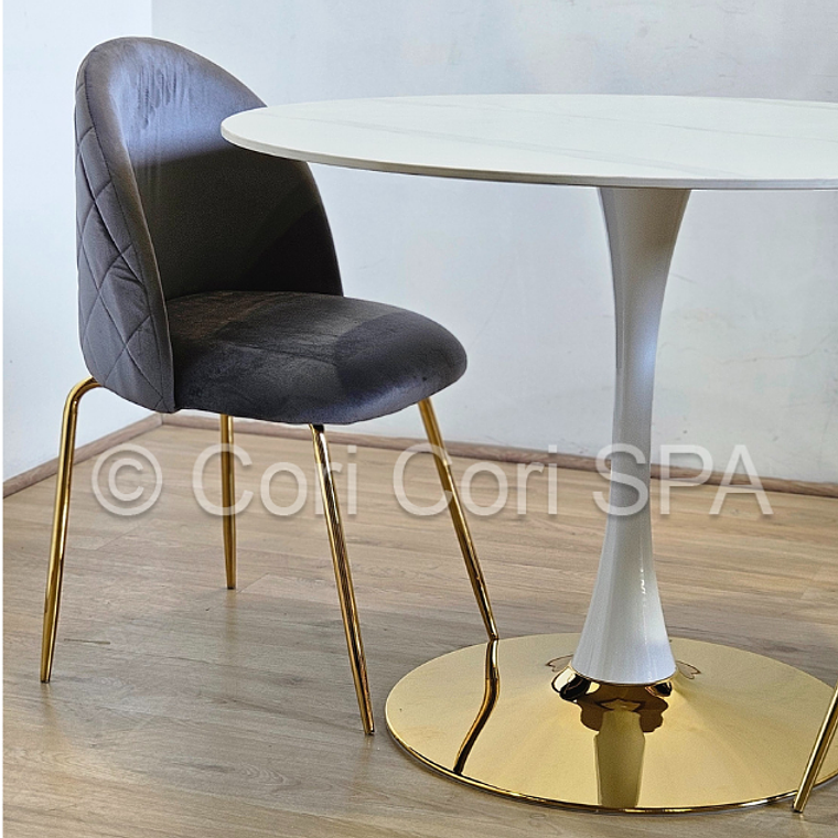 Mesa Tulip Gold Mármol 80cm 6