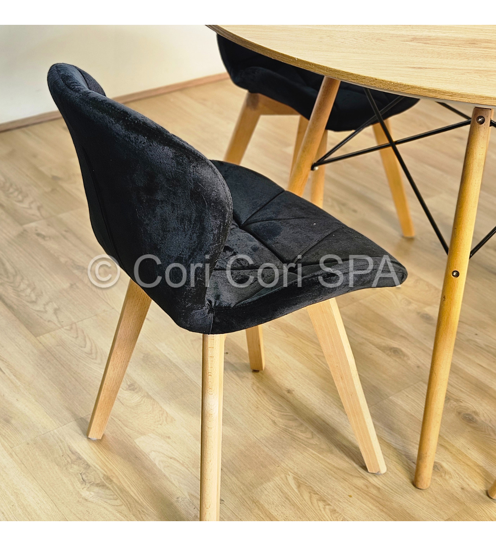 Comedor Mesa Wood 120cm + 6 Sillas Mariposa Velvet