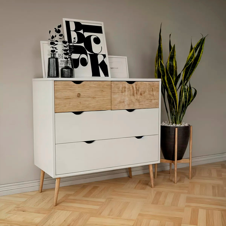 Cómoda 6 cajones Blanca Madera 1