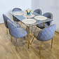 Comedor Rubi Gold 130x80cms  + 6 Sillas Bread Gold Velvet  - Miniatura 1