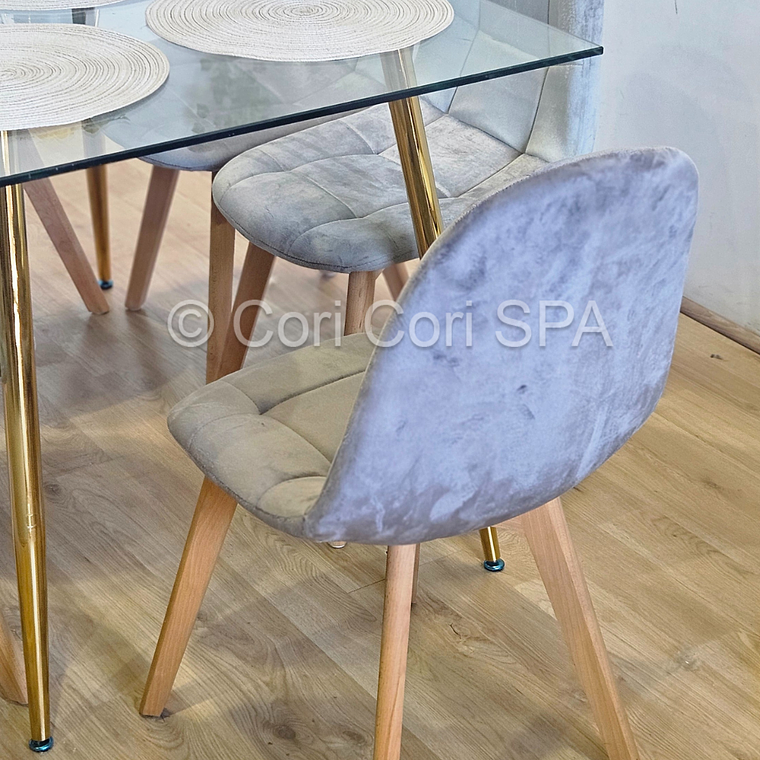 Comedor Rubi Gold 130x80cms + 6 Sillas Capitonne Velvet  13