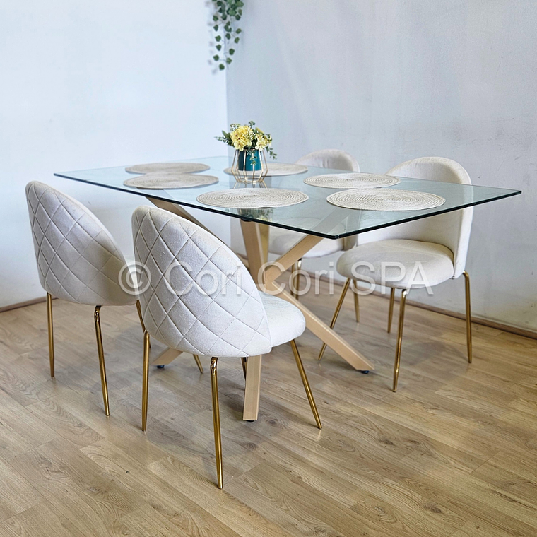 Comedor Madrid 140x80cms + 4 Sillas Bread Gold Velvet  9