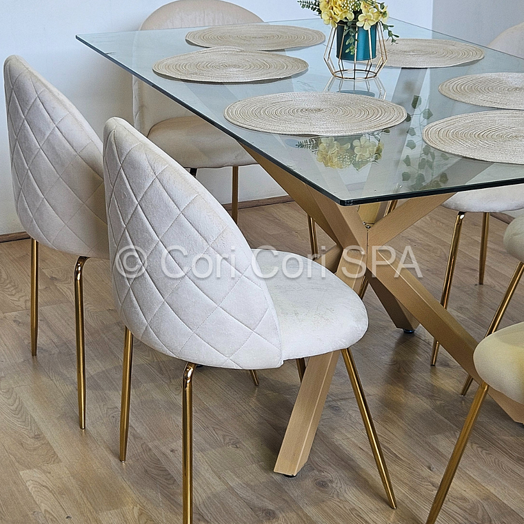 Comedor Madrid 140x80cms + 4 Sillas Bread Gold Velvet  10