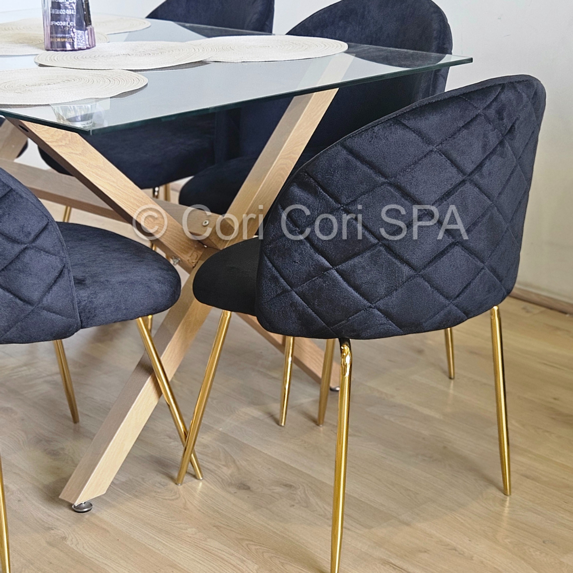 Comedor Medlock 140x90cms + 6 Sillas Bread Gold Velvet  4