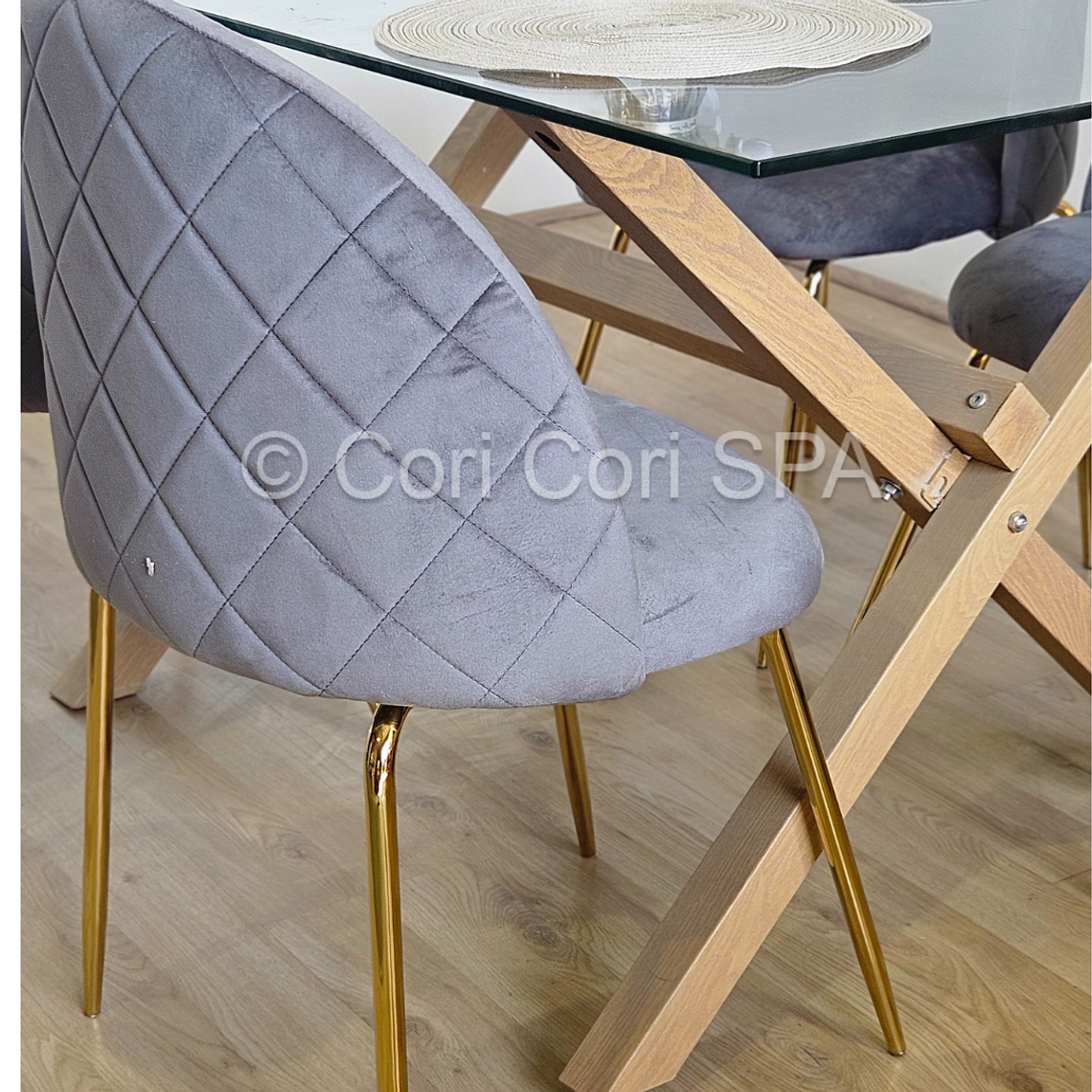 Comedor Medlock 140x90cms + 6 Sillas Bread Gold Velvet  11